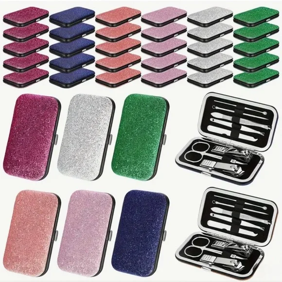 8pc Manicure Set in Glitter Case - Picture 3 of 3